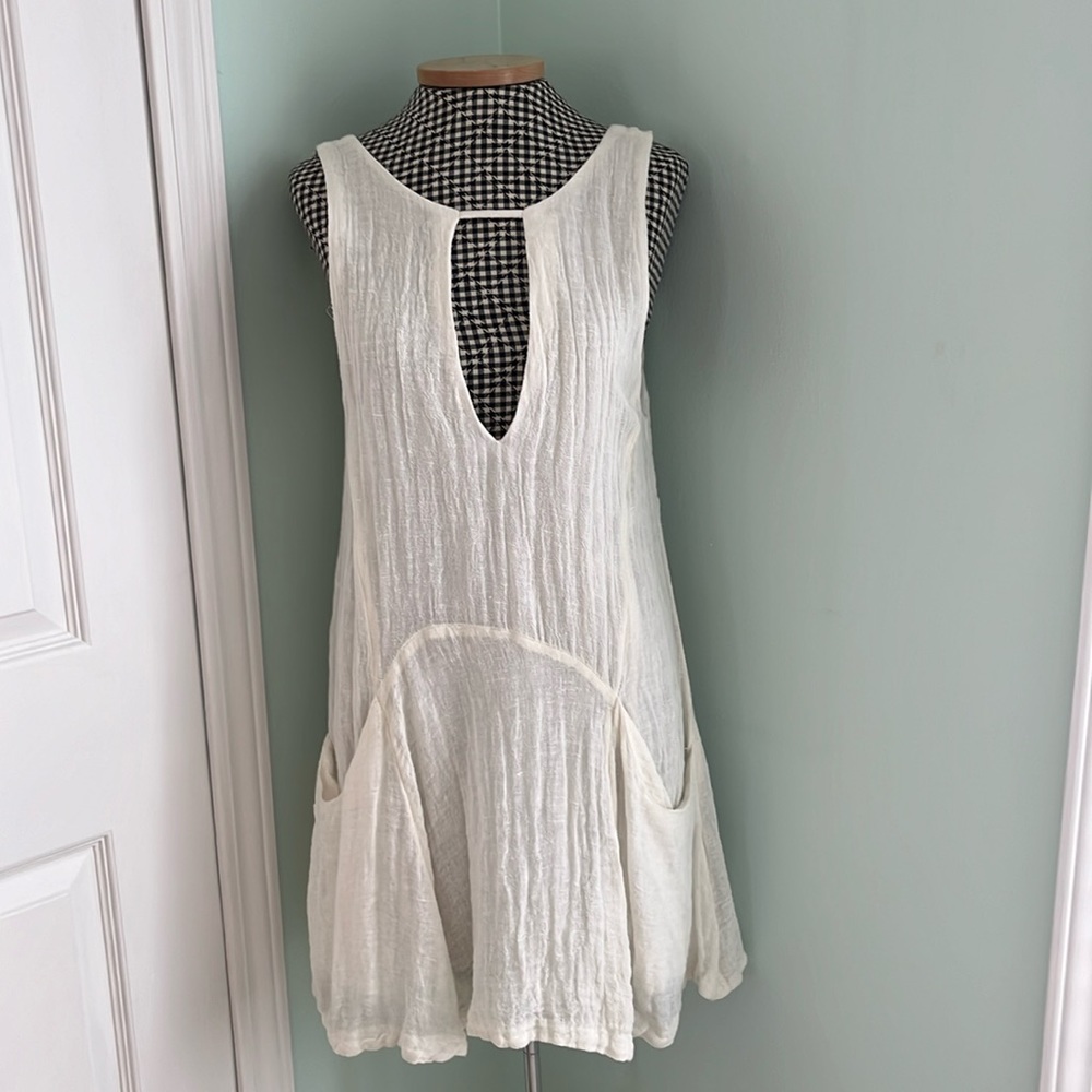 Free People Ivory Textured Mini Dress
